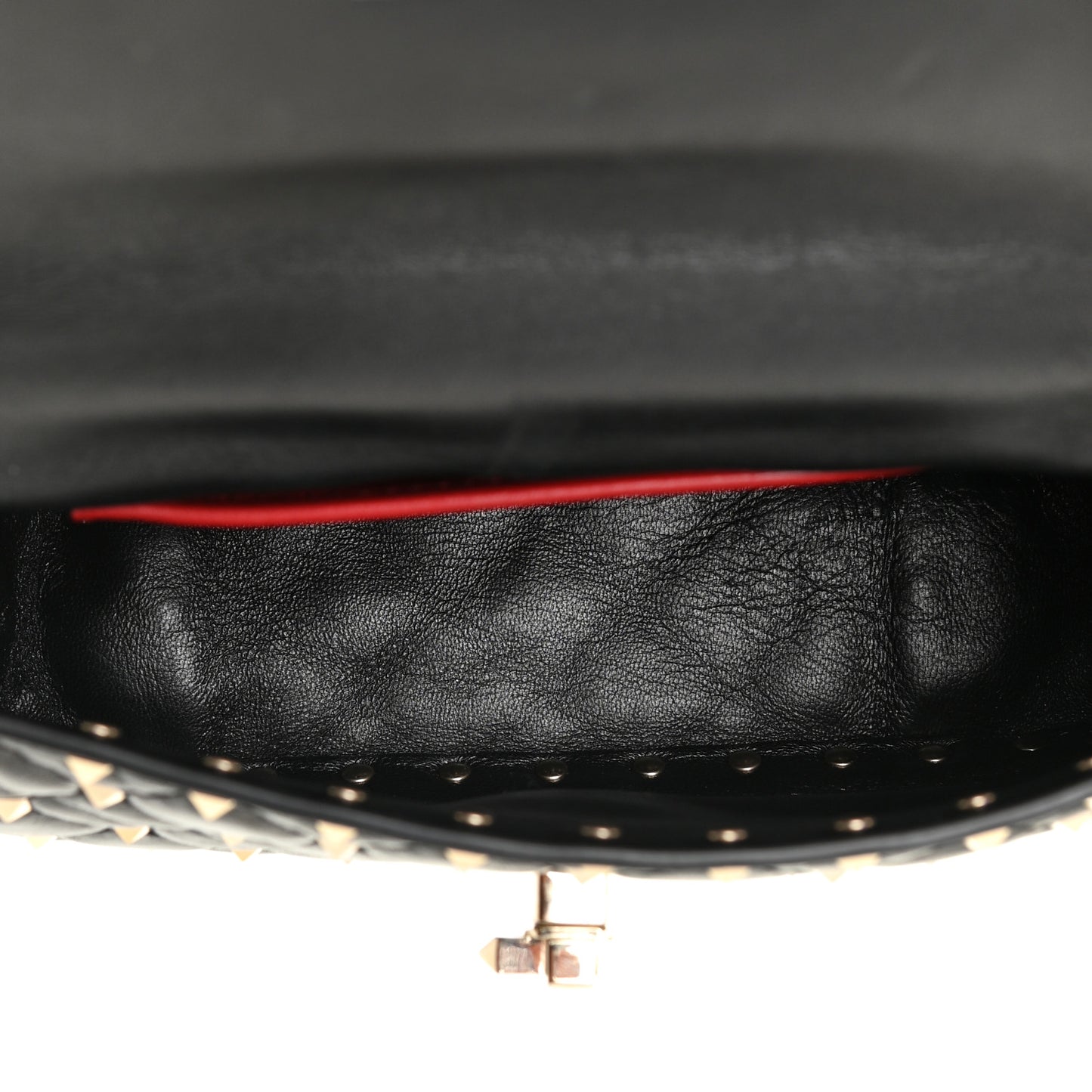 Lambskin Small Rockstud Spike Shoulder Bag Black