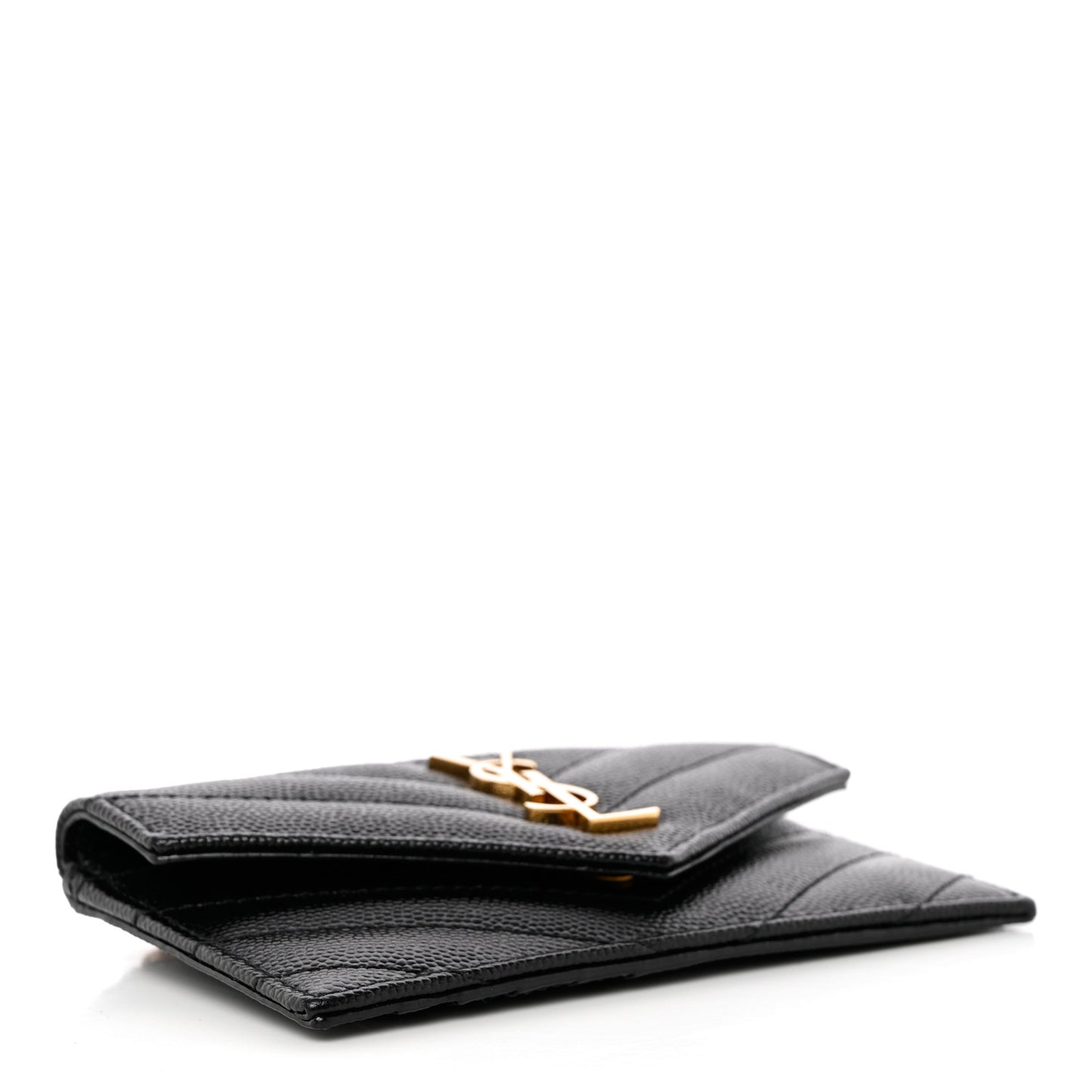 Grain De Poudre Matelasse Chevron Monogram Compact Wallet Black