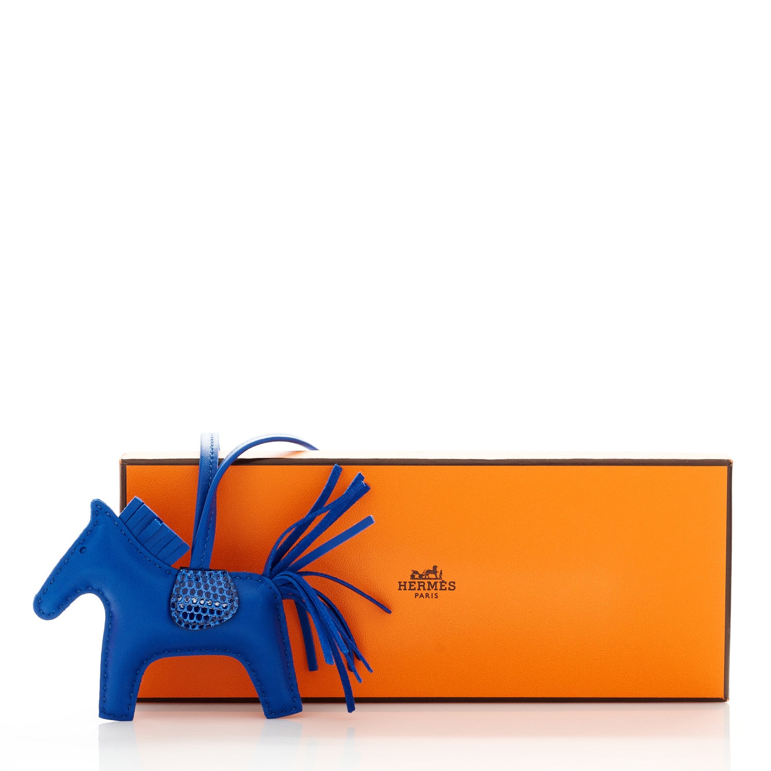 Hermes Milo Lambskin Lizard Touch Grigri Rodeo Horse Bag Charm PM Bleu France Bleu Saphir 5 of 5