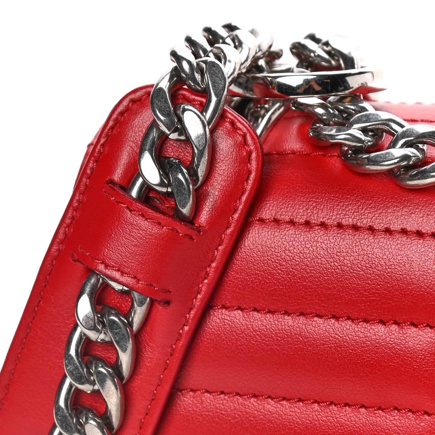 Soft Calfskin Impunture Diagramme Small Chain Flap Shoulder Bag Fuoco