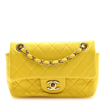 Chanel Lambskin Quilted Mini Rectangular Flap Yellow 1 of 10