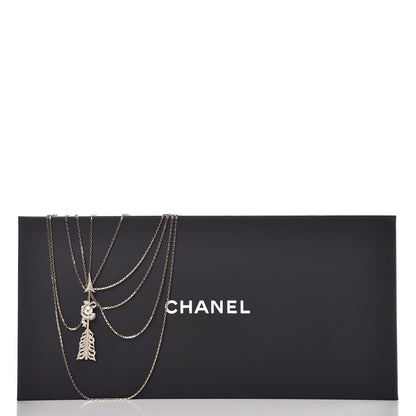 Chanel Crystal Pearl Multi Strand Chain CC Arrow Necklace Gold 6 of 6