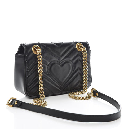 Gucci Calfskin Matelasse Mini GG Marmont Shoulder Bag Black 3 of 11