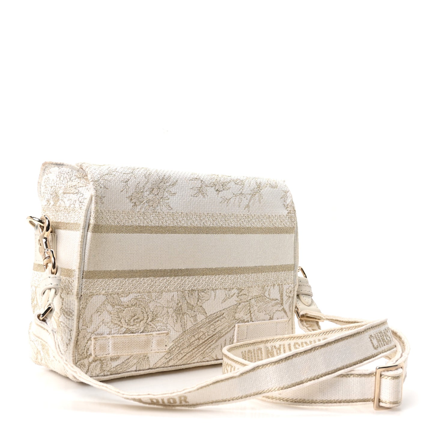 Canvas Embroidered Toile De Jouy Small Diorcamp Messenger White Gold