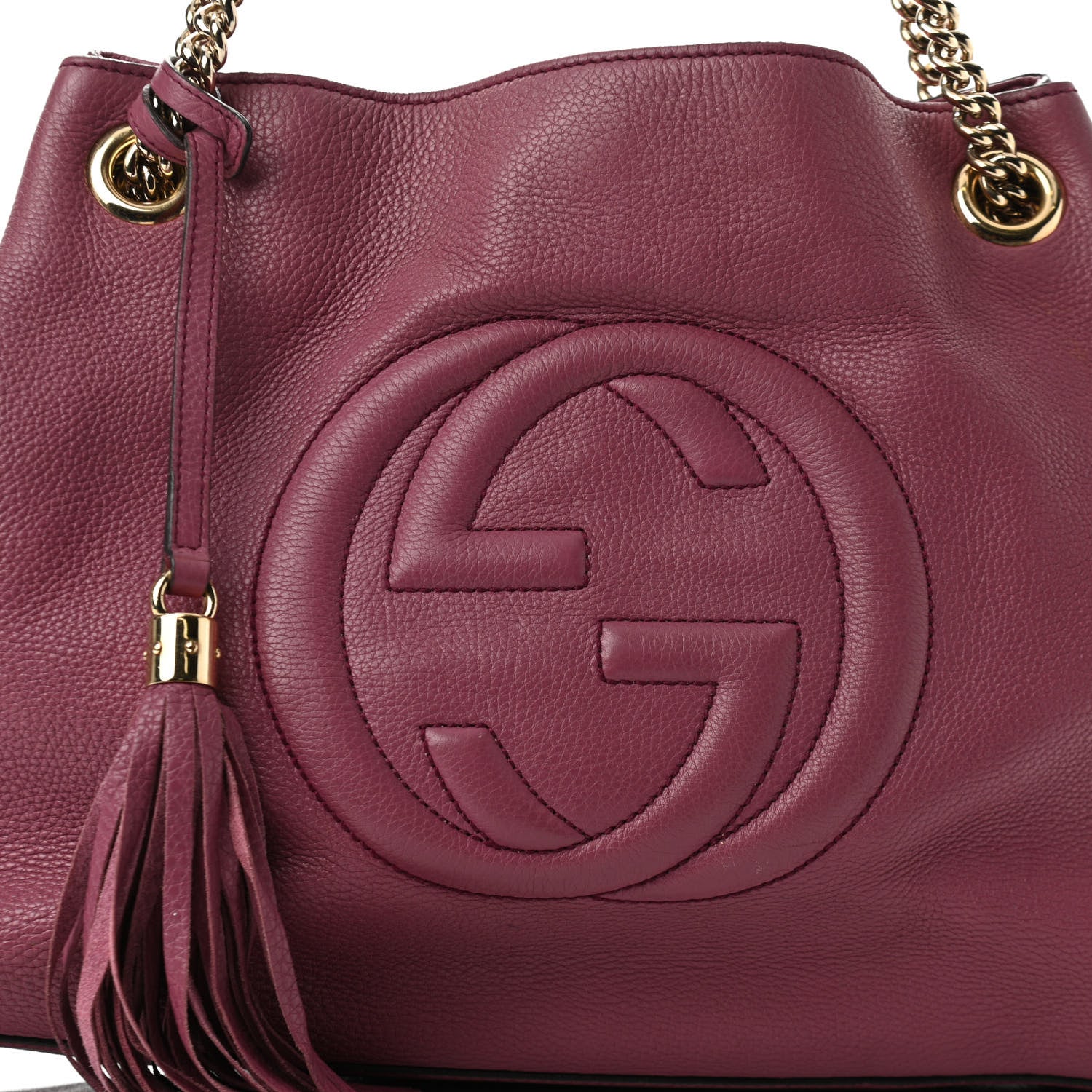 Gucci Pebbled Calfskin Medium Soho Chain Shoulder Bag Peonia Flower 8 of 15