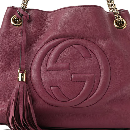 Gucci Pebbled Calfskin Medium Soho Chain Shoulder Bag Peonia Flower 8 of 15