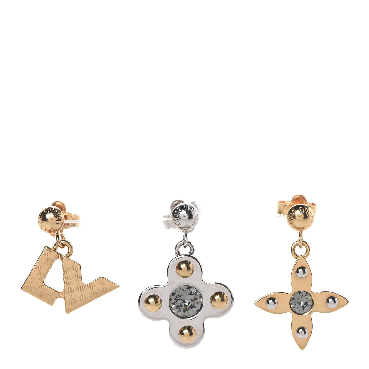 Louis Vuitton Swarovski Crystal Love Letter Timeless Ear Stud Earrings 1 of 4