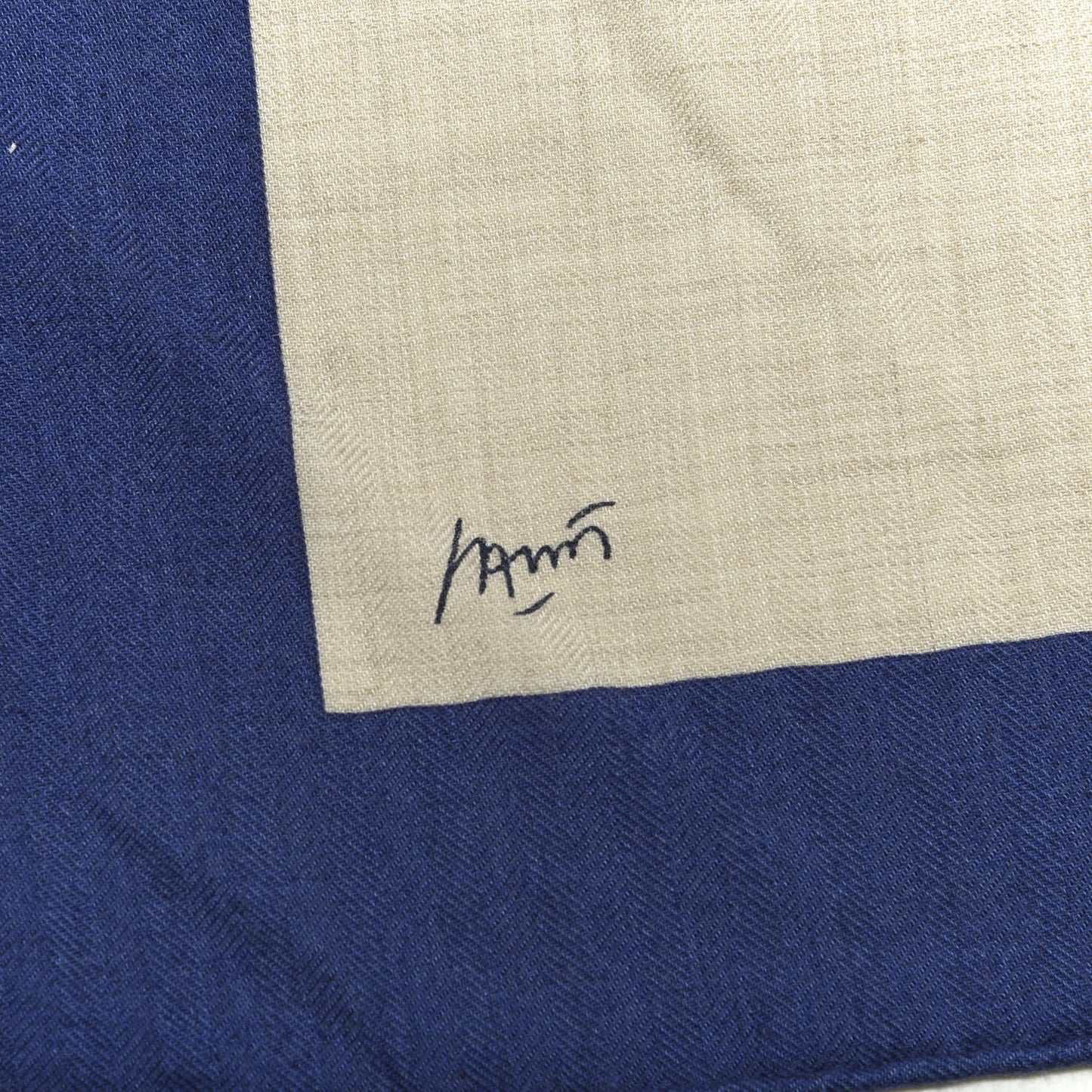 Cashmere Silk Chevaux Au Pre Shawl 140 Cobalt Naturel Vert