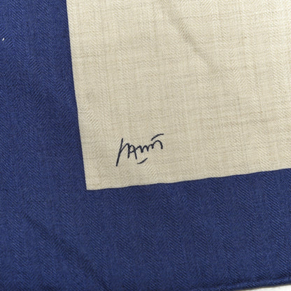 Hermes Cashmere Silk Chevaux Au Pre Shawl 140 Cobalt Naturel Vert 2 of 4