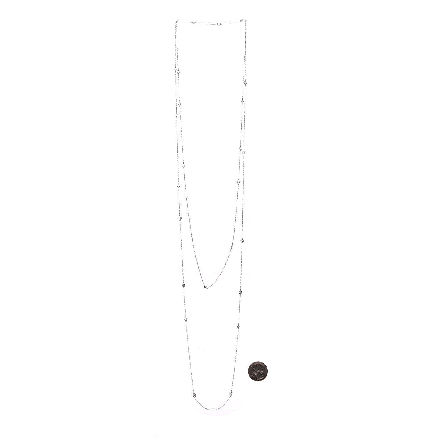 Tiffany Sterling Silver Diamond Elsa Peretti Diamonds by the Yard Sprinkle Necklace 72" 3 of 8