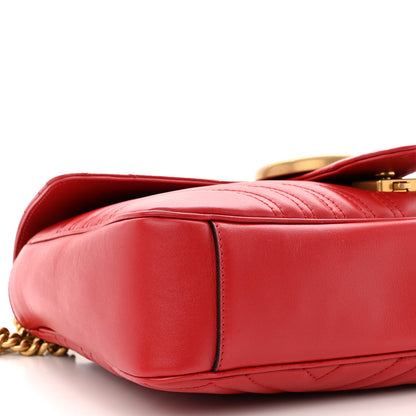 Gucci Calfskin Matelasse Medium GG Marmont Shoulder Bag Hibiscus Red 8 of 9