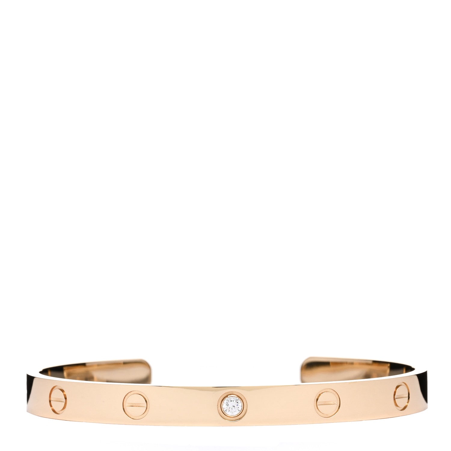 Cartier 18K Yellow Gold 1 Diamond LOVE Cuff Bracelet 18 1 of 3