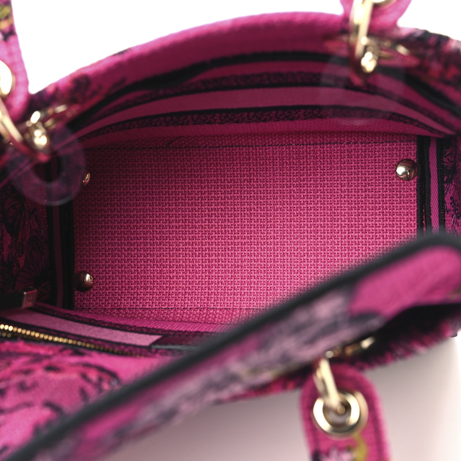 Christian Dior Toile de Jouy Voyage Embroidered Medium Lady D-Lite Fuchsia Multicolor 5 of 10