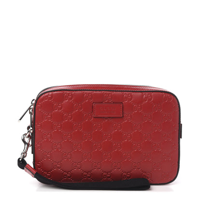 Gucci Guccissima Zip Pouch Wristlet Red 1 of 6