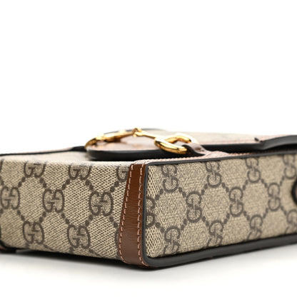 Gucci GG Supreme Monogram Mini Horsebit 1955 Crossbody Bag Beige Brown Sugar 10 of 11