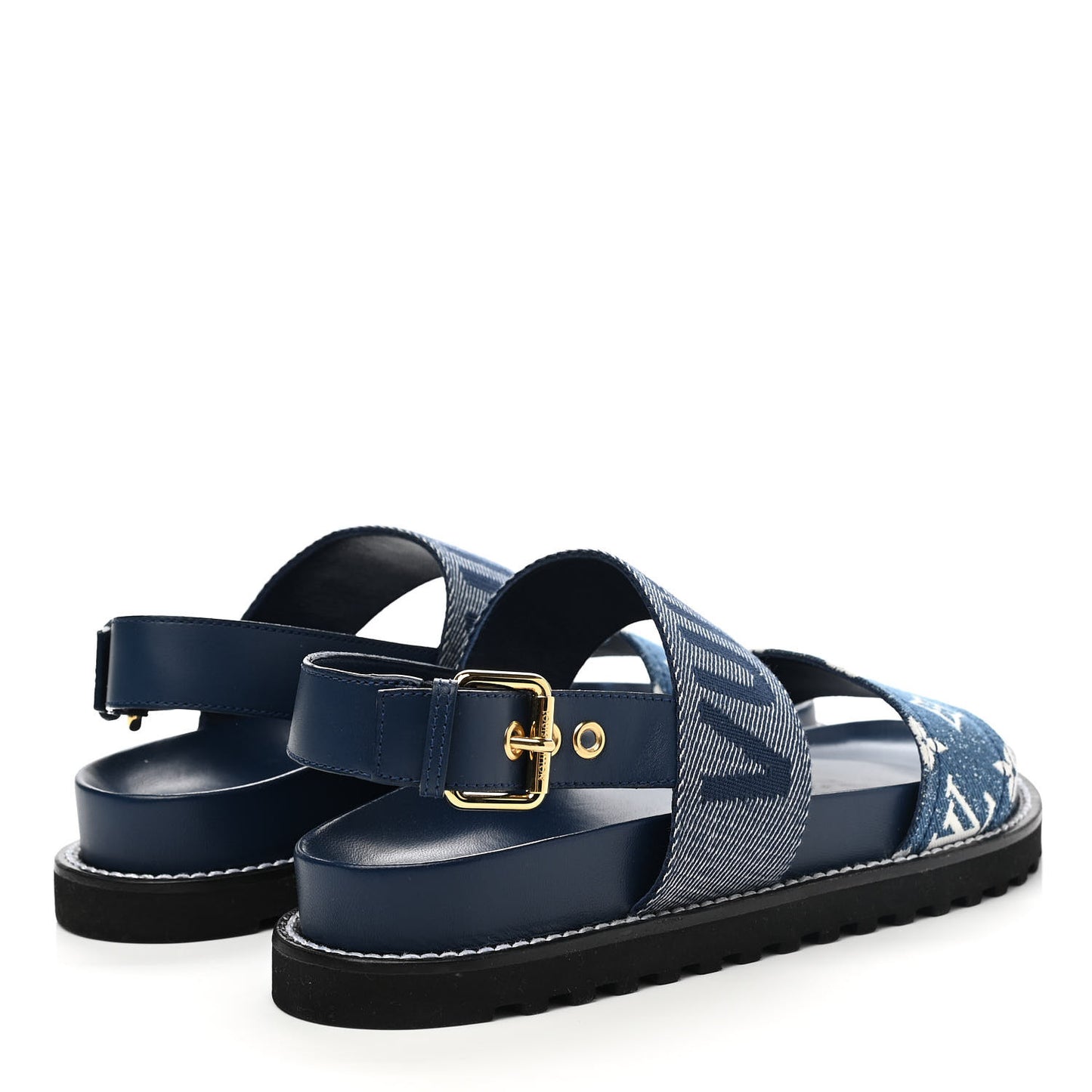Monogram Denim Paseo Flat Comfort Sandals 41 Navy Blue