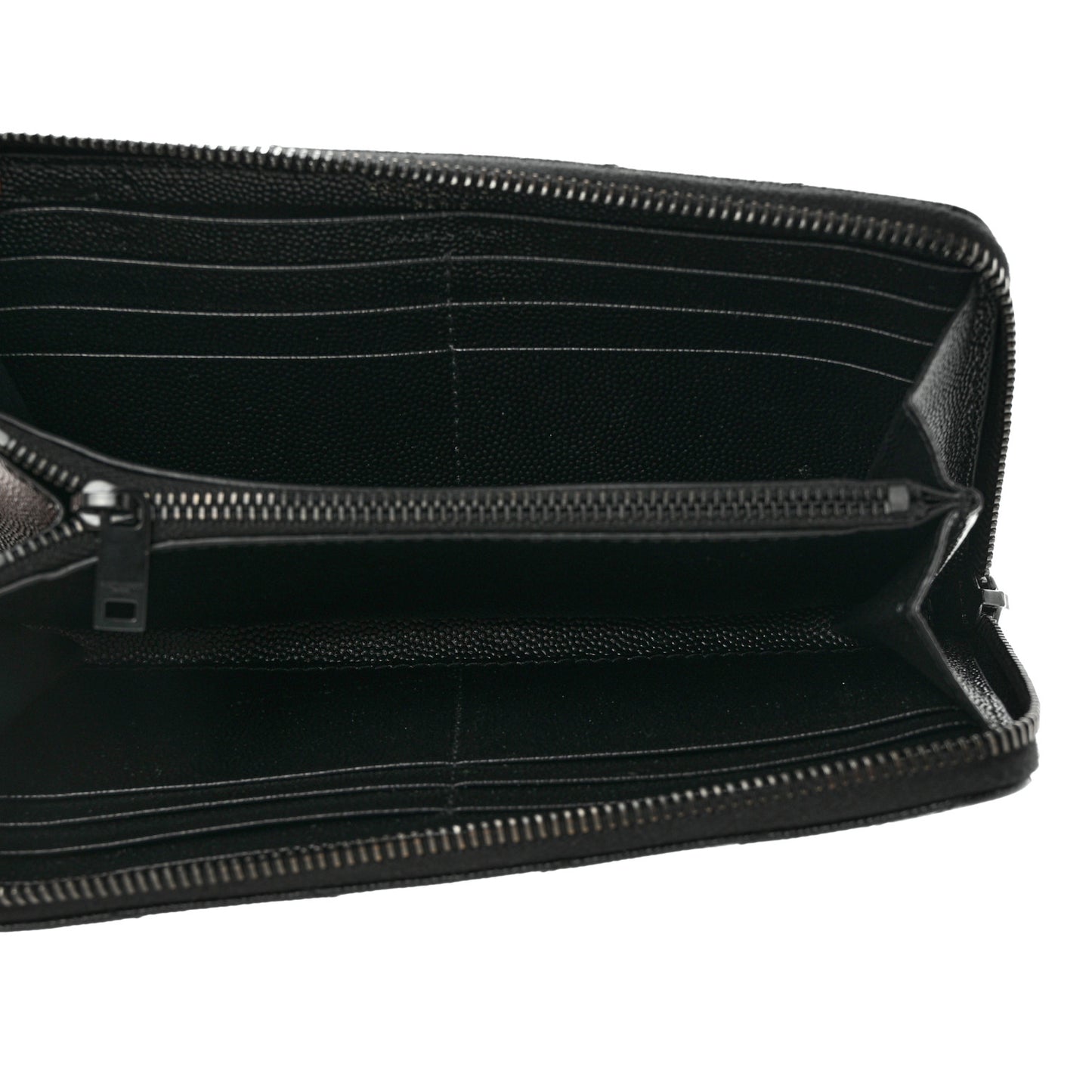 Grain De Poudre Matelasse Chevron Monogram Monochrome Zip Around Wallet Black