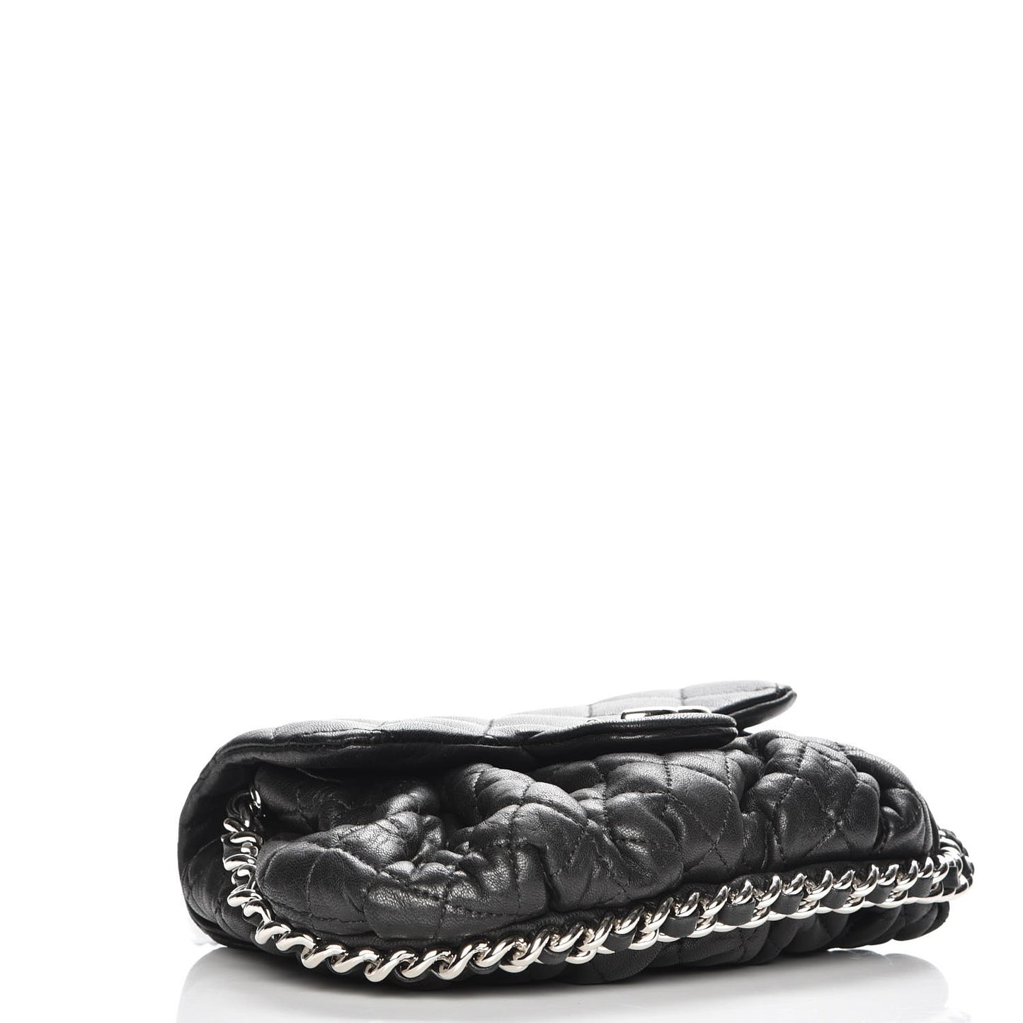 Washed Lambskin Quilted Mini Chain Around Flap Black