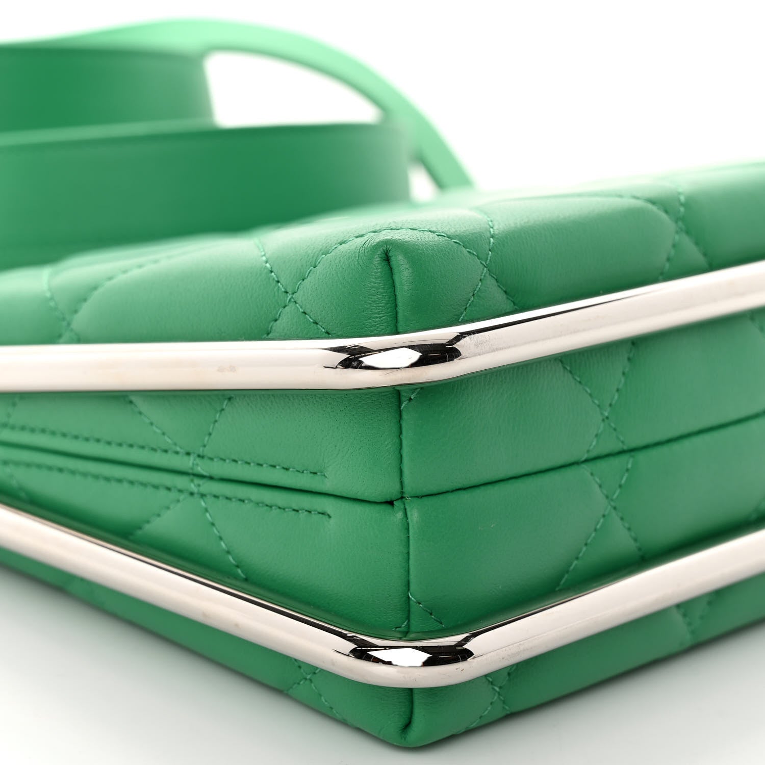Chanel Quilted Lambskin Metal Bar Clutch Bag Green 9 of 10