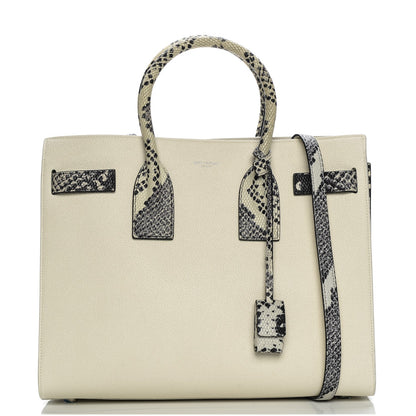 Saint Laurent Grained Calfskin Embossed Python Small Sac De Jour Porcelain 1 of 8