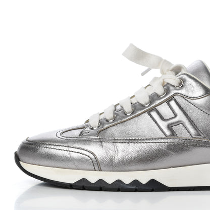 Hermes Metallic Nappa Womens Trail Sneakers 37 Gris Argente 11 of 22