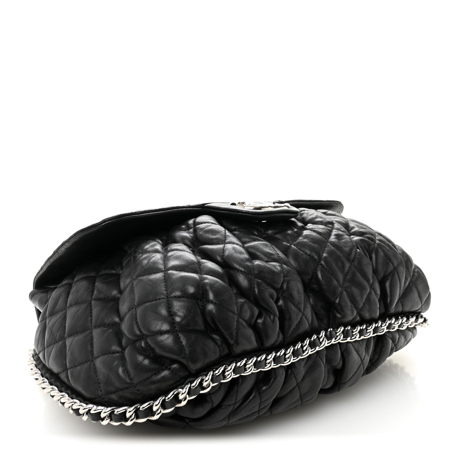 Chanel Washed Lambskin Quilted Large Chain Around Messenger Black 4 of 10