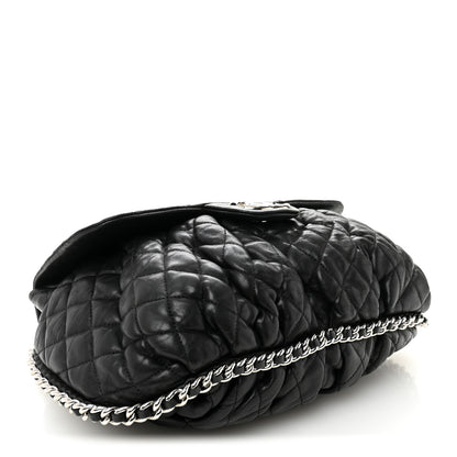 Chanel Washed Lambskin Quilted Large Chain Around Messenger Black 4 of 10