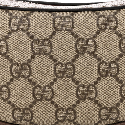 Gucci GG Supreme Monogram Textured Calfskin Web Mini Ophidia Half Moon Hobo Beige Ebony New Acero 8 of 10