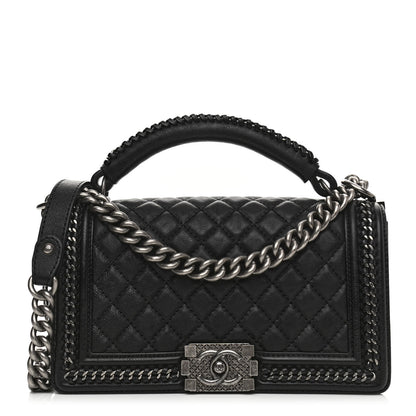 Chanel Goatskin Quilted Medium Boy Handle Flap Black 1 of 10