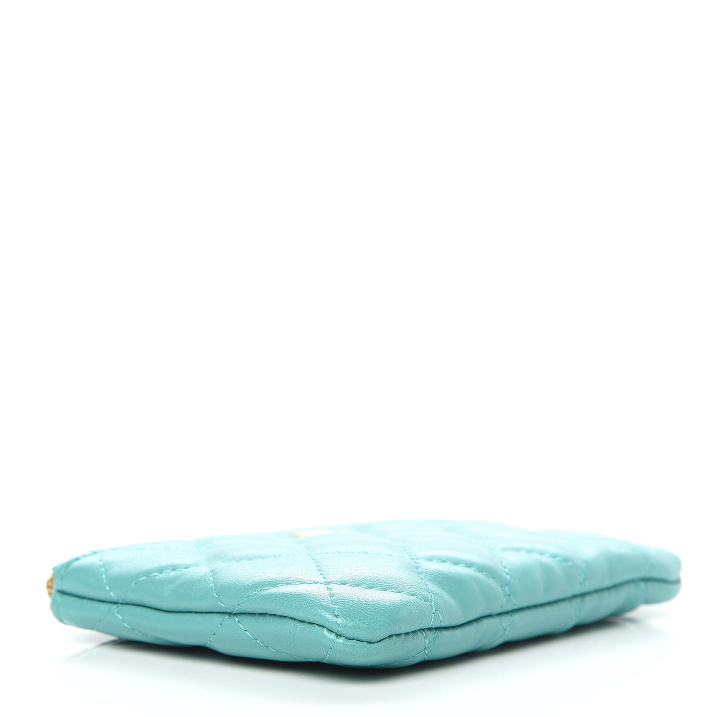 Lambskin Quilted Small Cosmetic Case Green