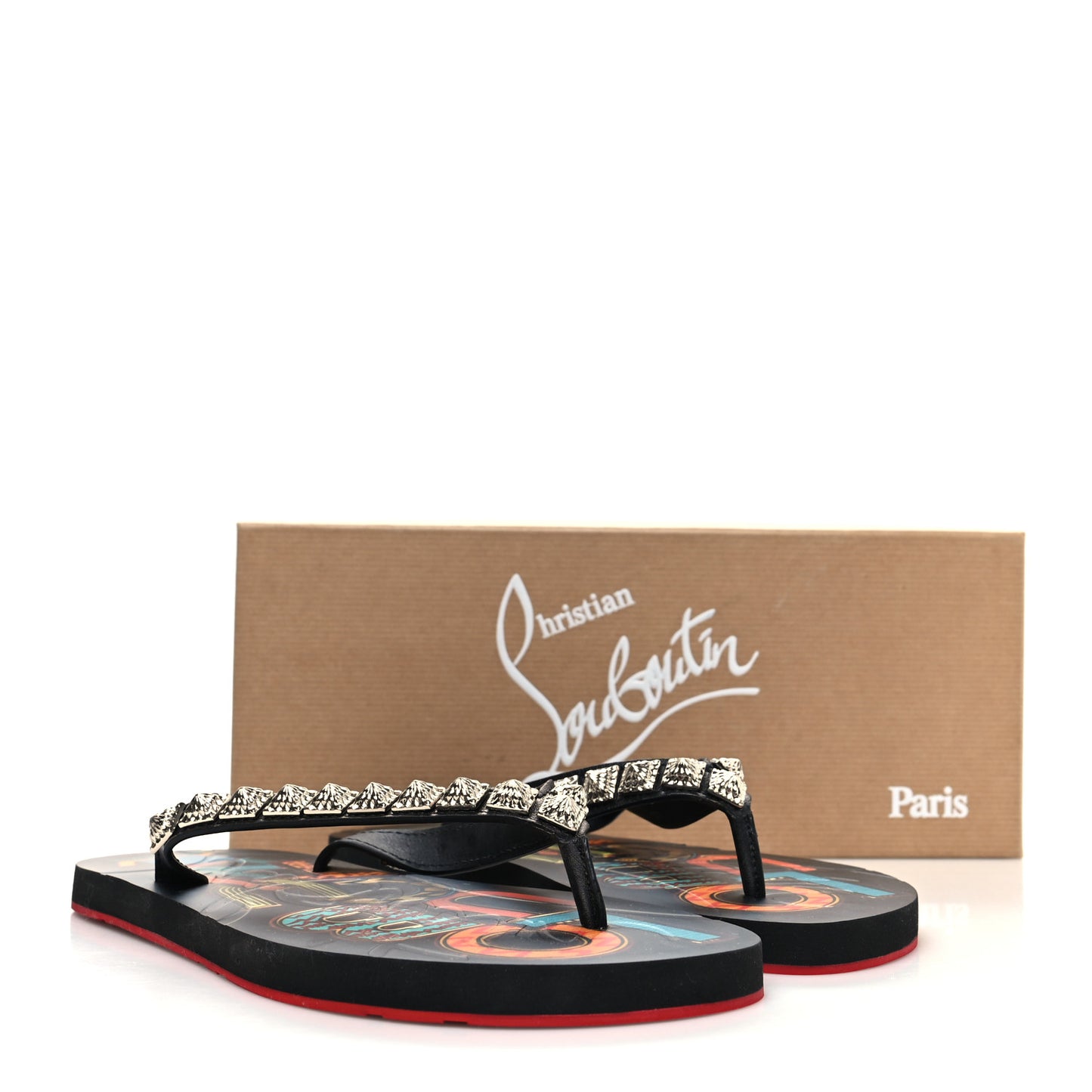 Rubber Pyraclou Loubi Print Montezazou Flip Flop 37 Black Silver 37 Multicolor