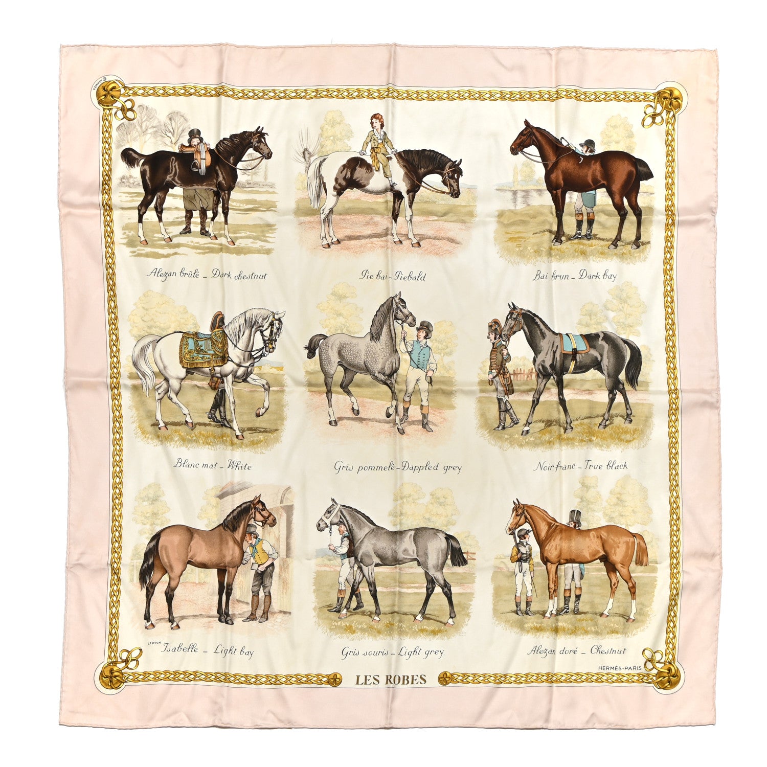 Hermes Silk Les Robes Scarf 90 Pink White 1 of 9