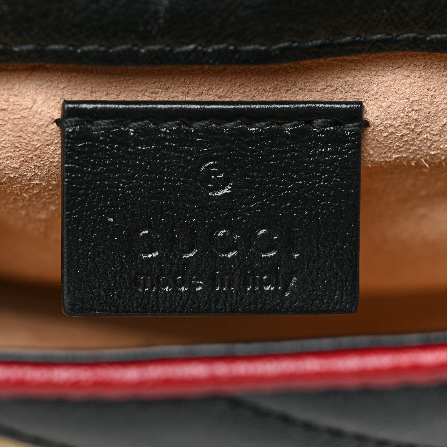 Gucci Vintage Effect Calfskin Matelasse Diagonal Striped Super Mini Torchon GG Marmont Shoulder Bag Black Beige 6 of 9