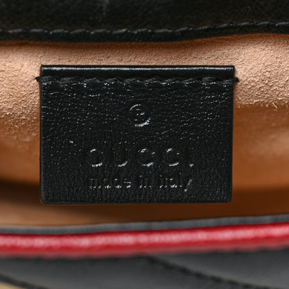 Gucci Vintage Effect Calfskin Matelasse Diagonal Striped Super Mini Torchon GG Marmont Shoulder Bag Black Beige 6 of 9
