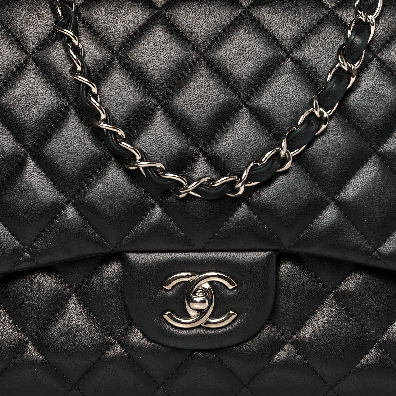 Chanel Lambskin Quilted Jumbo Single Flap Black 7 of 10