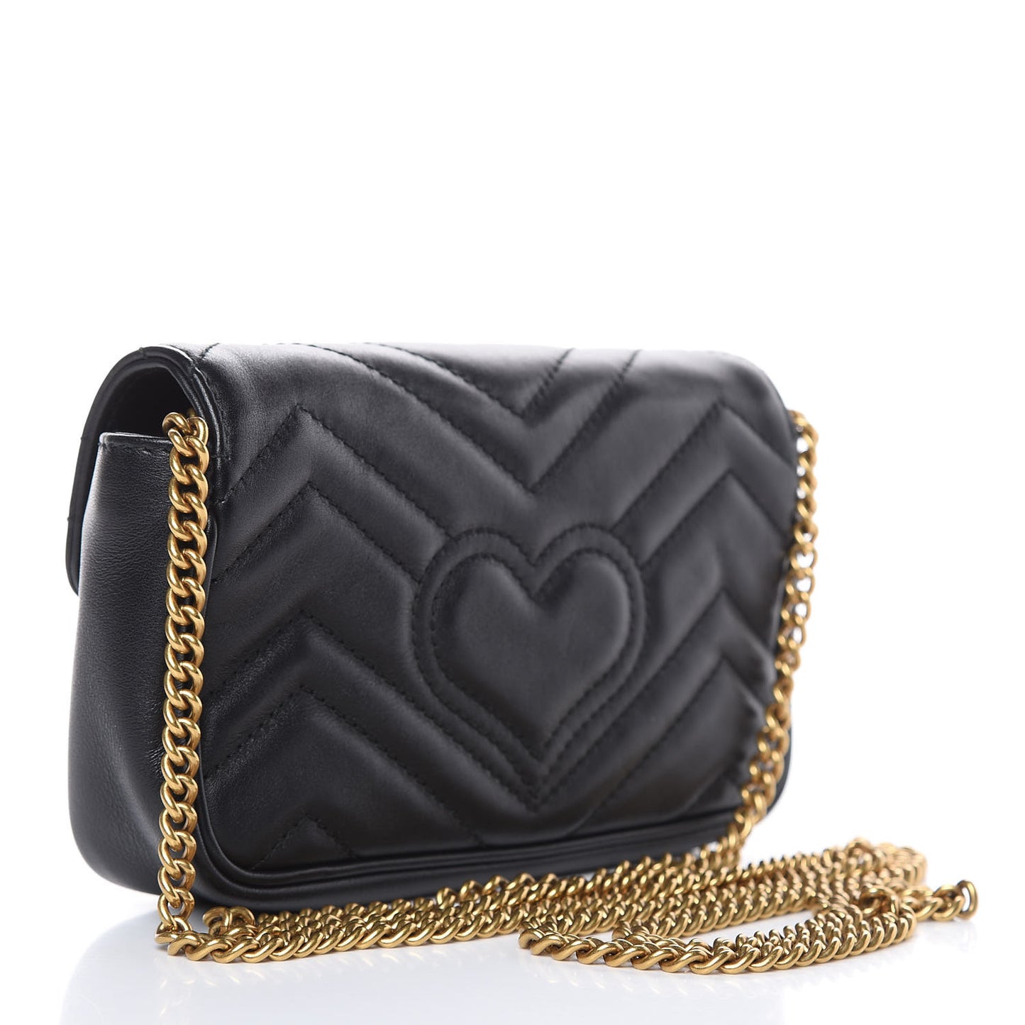 Calfskin Matelasse Super Mini GG Marmont Shoulder Bag Black