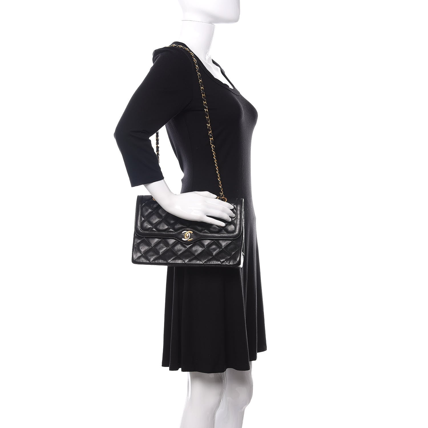 Chanel Lambskin Quilted Medium Double Flap Black 2 of 13