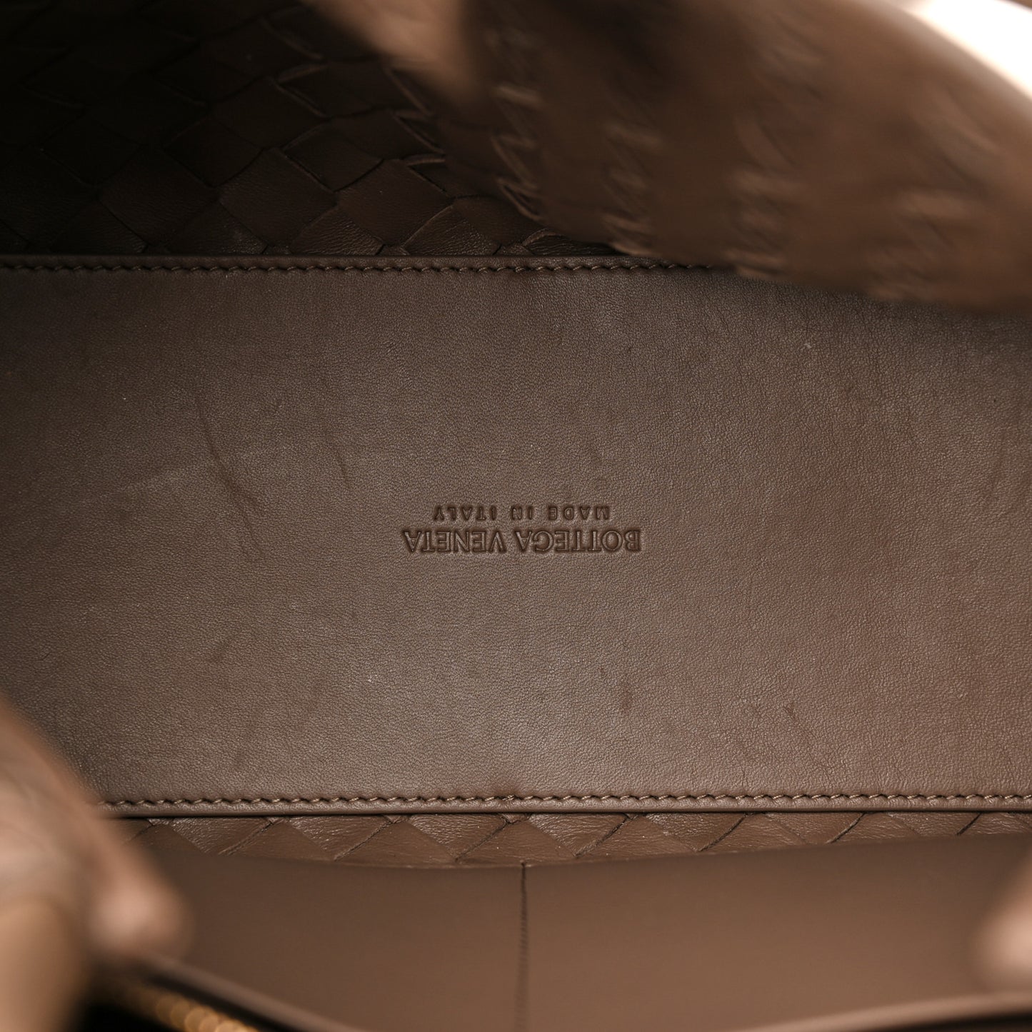 Nappa Intrecciato Medium Andiamo Shoulder Bag Taupe Grey