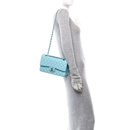 Chanel Lambskin Quilted Medium Double Flap Neon Blue 2 of 10