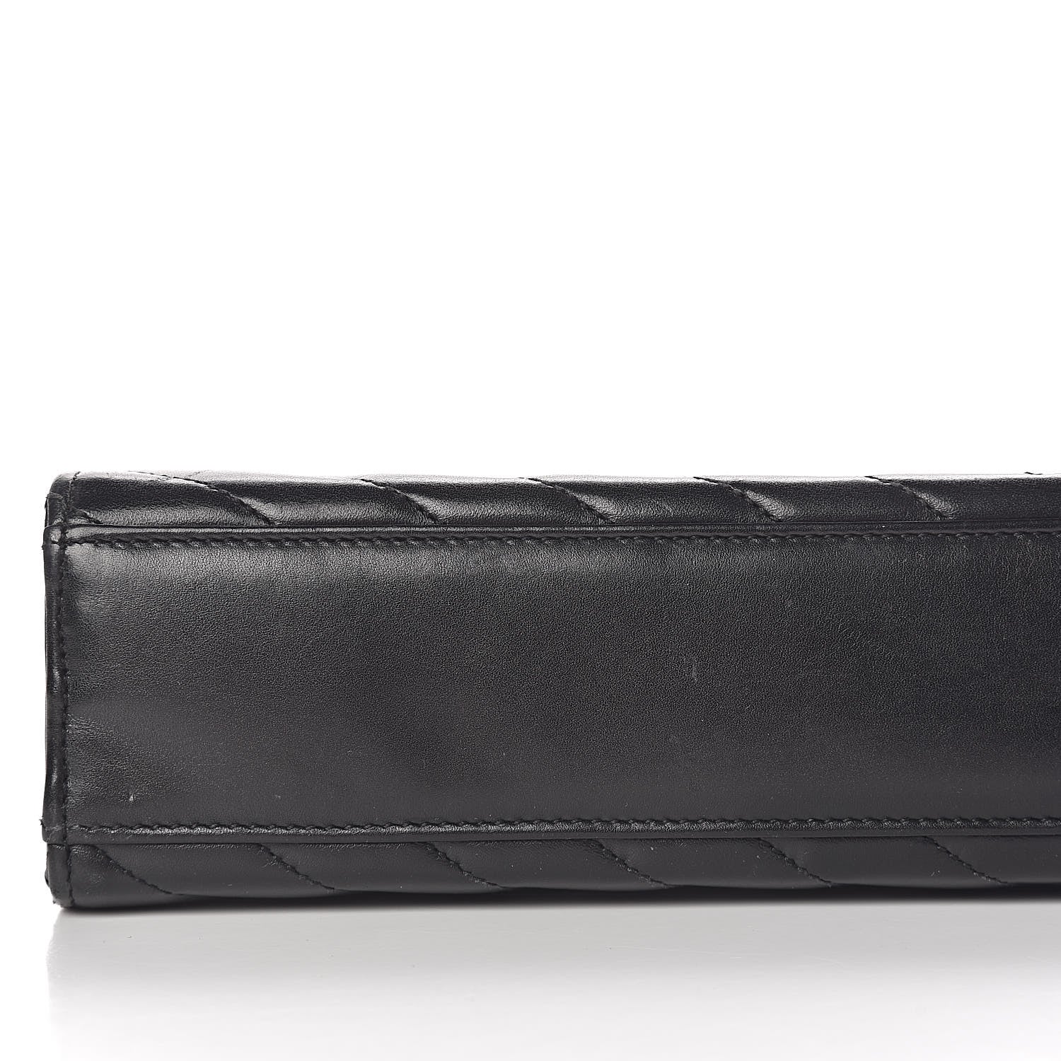 Saint Laurent Smooth Calfskin Matelasse Chevron Large Monogram Satchel Black 19 of 23