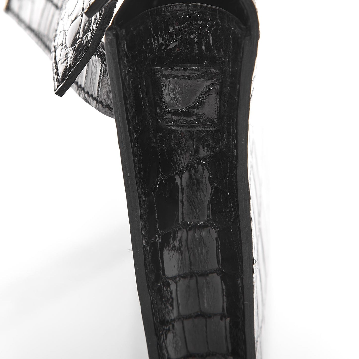 Shiny Niloticus Crocodile Kelly Cut Pochette Black