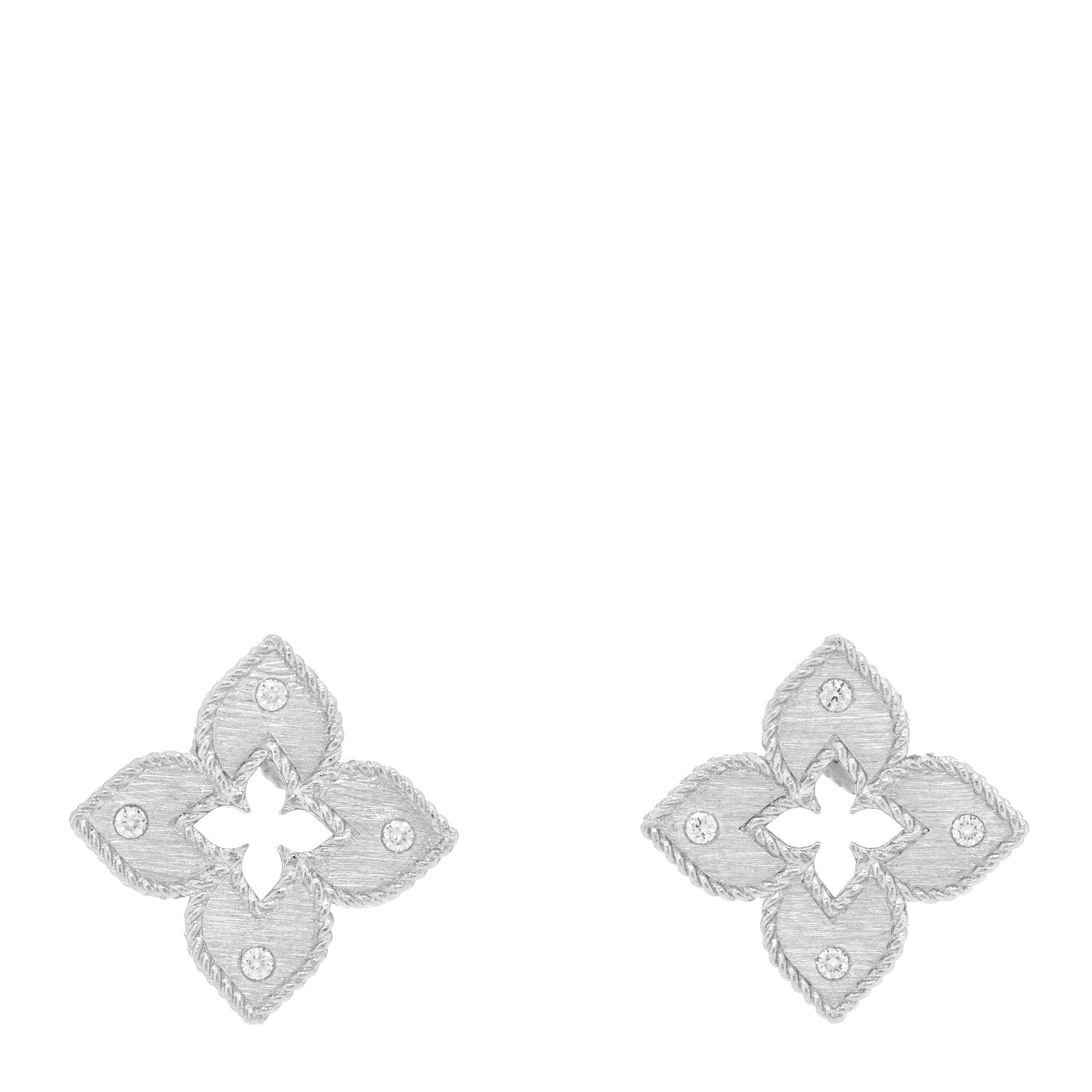 Roberto Coin 18K White Gold Diamond Venetian Princess Stud Earrings 1 of 4