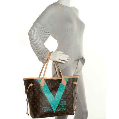 Louis Vuitton Monogram V Neverfull MM Turquoise 2 of 7