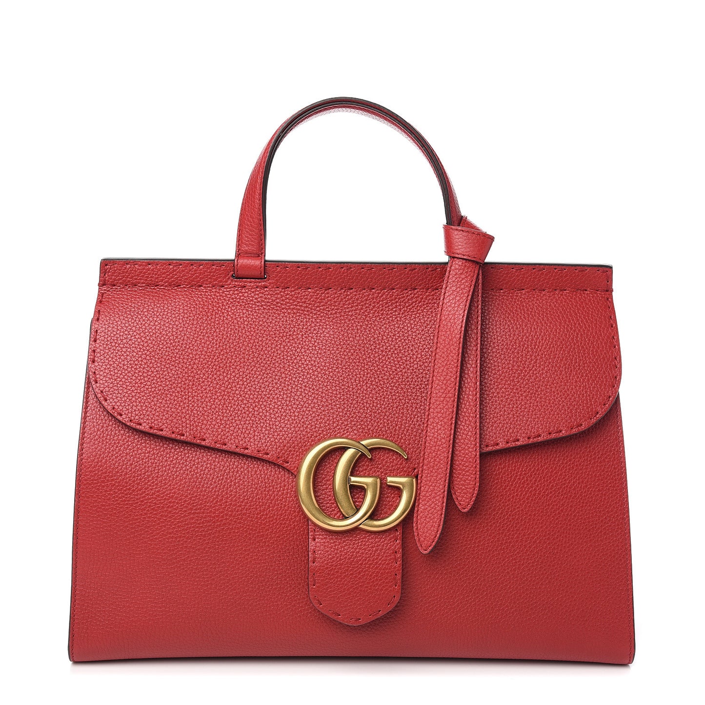 Calfskin Medium GG Marmont Top Handle Bag Vulcanic Red
