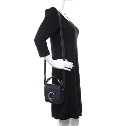 Chloe Calfskin Crocodile Embossed Mini C Double Carry Full Blue 2 of 8