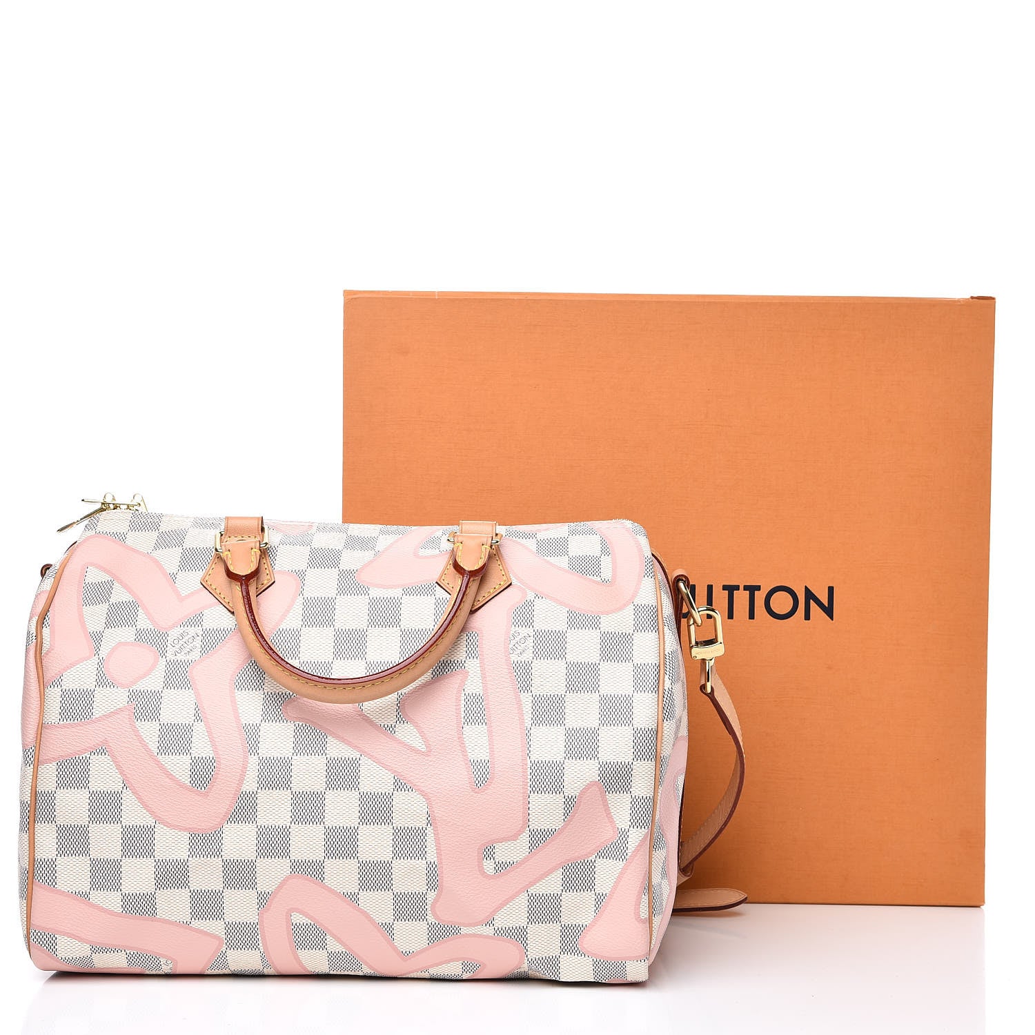 Louis Vuitton Damier Azur Tahitienne Speedy Bandouliere 30 Rose Ballerine 12 of 12
