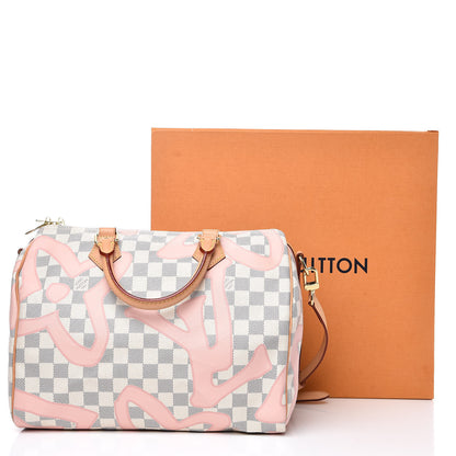 Louis Vuitton Damier Azur Tahitienne Speedy Bandouliere 30 Rose Ballerine 12 of 12