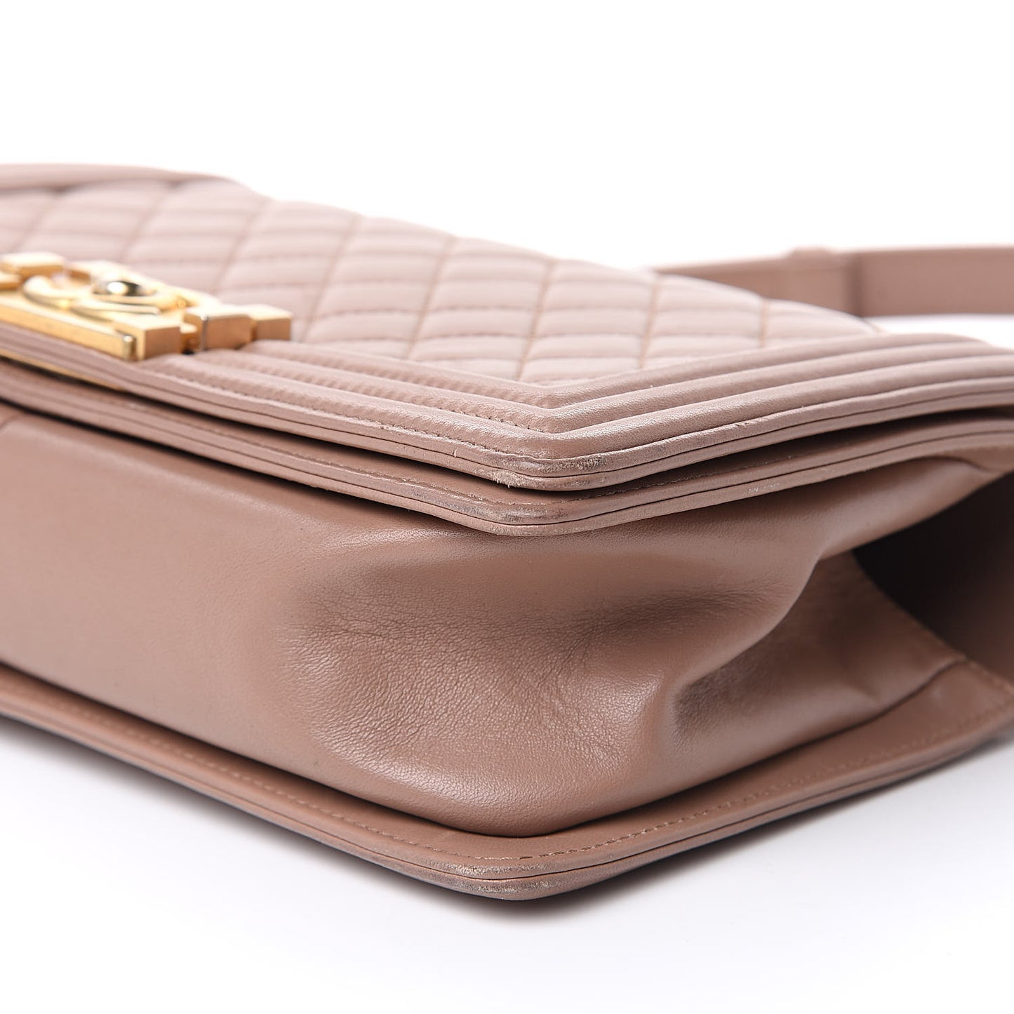 Lambskin Quilted Medium Boy Flap Dark Beige