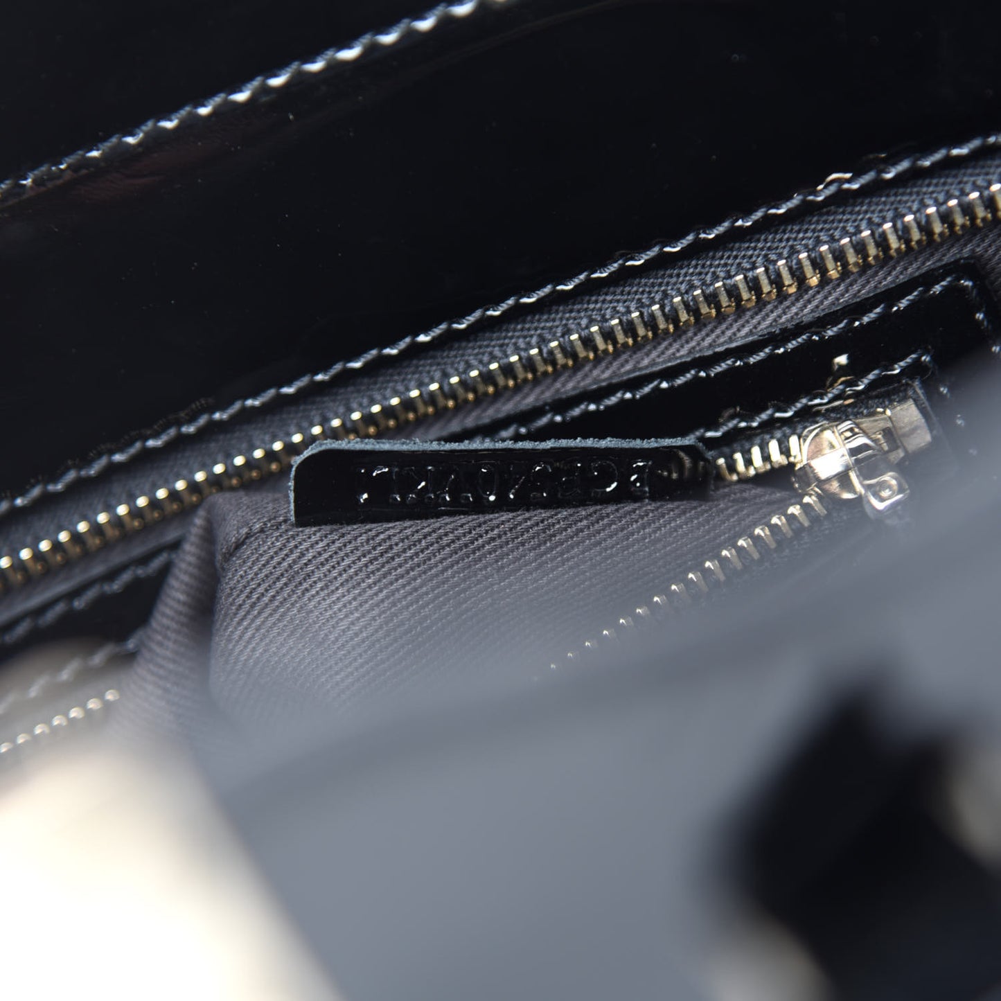 Patent Monochrome Small Rockstud Double Handle Tote Black