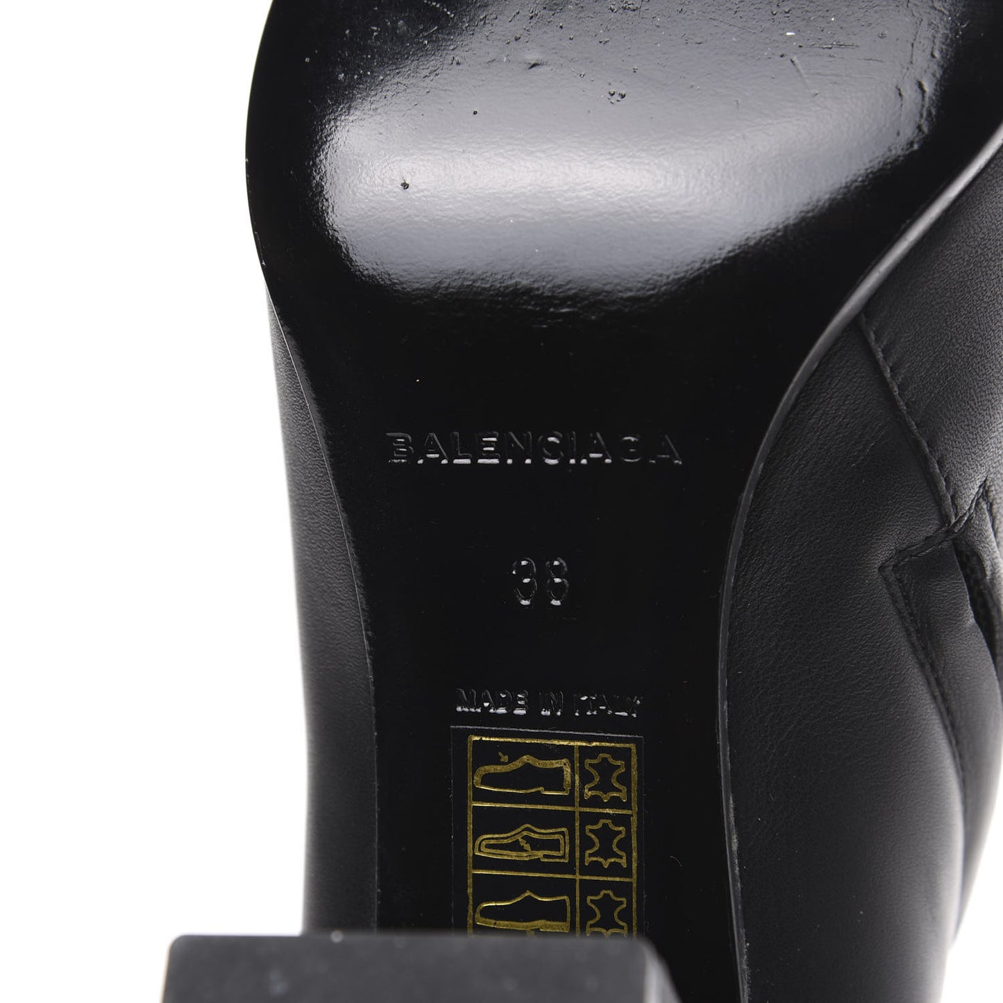 Shiny Sheepskin 20mm Oval Booties 38 Black